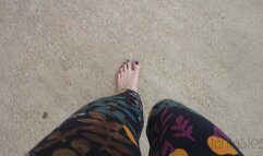 Fifi pedal pumping barefoot in leggings with toe rings and anklet *replay*