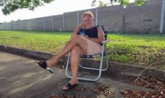 Scratching my feet when I was calm and relaxed next to a tree (1)