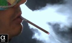 Smoking KISS Choco superslims 100s dark closeup SLOW