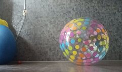 girlin pink lingerie riding on intex beachball