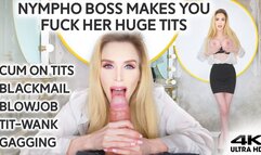 Busty Boss Blackmails Big Dick Employee in Titfuck & BJ