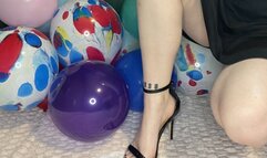 Balloon pops using my heels, nails, and tools