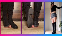 Overknee Boots full weight Cock Crush with cum I Bella Noir