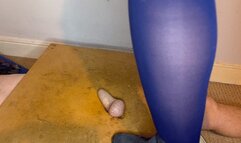 Blue boots bust his cock and bals