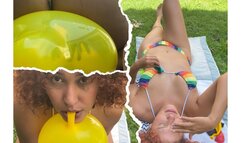 Let's inflate balloons in my garden (Blow2p Sip2p)