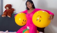 Sexy Camylle Sensually Rides Then Pops Your Beachballs In A HOT Pink Body Stocking