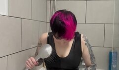 Mommy Ruby showers in her latex dress and Thigh high boots