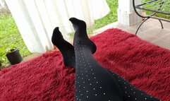 Feet With very pronounced arch wearing pantyhose and very close up (1)