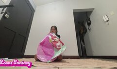 Akina blows up her Ariel themed beach ball 720