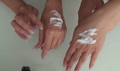 CREAM OF SPERM ON HANDS d
