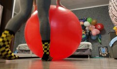 Jumping on new red guymball