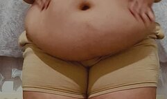 Trying on skinny boys shorts