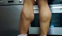 Poke A Dot Dress High Heels Socks Barefeet Reach Challenge