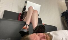 Using slave's stupid head as a footrest and ignore this rug under My feet