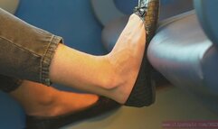 Bratty dirty and sexy ballet flats fetish on seat