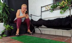 Beautiful ladies in flip-flops scratching itchy feet (3)