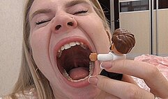 Sleepy Blondie yawns at the man! MP4