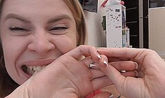 Biting hands and fingers with big teeth! MP4