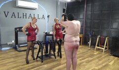 Lady Dark Angel - Ladies in Latex and their angry whips lash their slave to bits