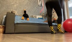 Jump on big red yogaball