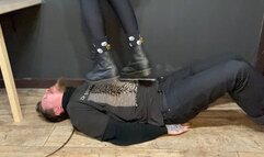 Spontaneous tough careless trample in boots