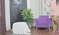 Balbina BBW Pantyhose Goddess in super shiny stockings and high heel mules