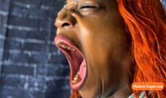 Long loud close up Yawns