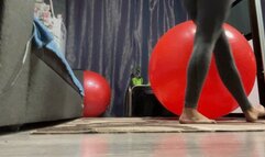 Crazy jump on big red ball