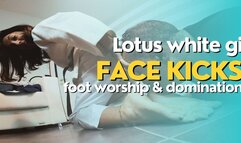 Lotus white gi face kicks foot worship and domination