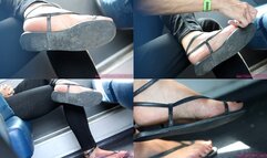 Ruined Sadals and dirty feet fetish close-up