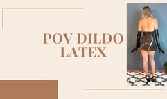 POV of how I ride my dildo wearing my latex dress and long gloves