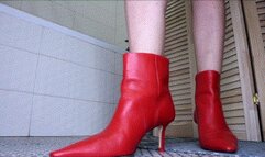 Retro ankle red boots can tapping sexy