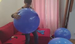 Cedric burst balloons in harness