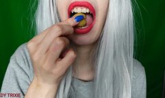 chewing and eating chestnuts -