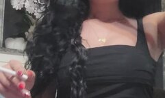 Anna Sparkle cough and belly show while smoke