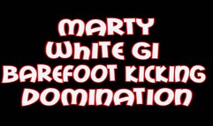 Marty white gi barefoot kicking domination