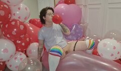 Valentines balloon pops & dildo fucking on top of longneck balloon -FTM
