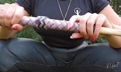 Matriarch Ezada Sinn and Rabbits real outdoor Sjambok playtime at the FemDom retreat