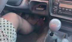 Driving In A Black & White Skirt