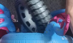 Val riding on inflatable