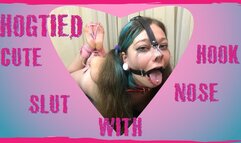 Cute hogtied slut with makeup running all over her visage
