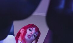 You sniff and lick my feet in stockings