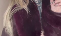 Smoking goddess in nothing but her boots & fur coat