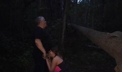 Oral sex and fuck in dark forest