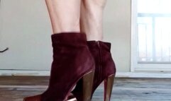 Outdoors Suede Boots Leg Crossing and Muscle Worship