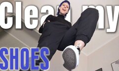 Foreign giantess makes you clean her shoes