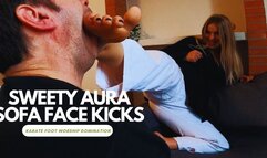 Sweety Aura sofa face kicks karate foot worship and domination