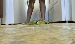 food and object crush - Goddess MXDominion Crushes Green Beans with her Bare Feet 1080, crush, femdom, foot domination, mind fuck  1080
