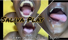 Saliva Play Mouth Tour Mouth Sound All in one video With Rowanie playing with her Saliva while showing off her Big Teeth Saliva pouring down her Throat HD