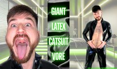 Giant latex catsuit vore